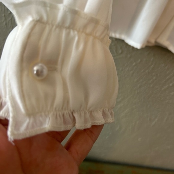 Zara Long Sleeve Shirts  with buttons/ Cream/ Black Size S - Picture 10 of 11